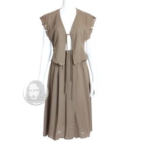 70s Emmanuelle Khanh Paris Skirt Set 2pc Tie Top & Wrap Skirt Made in Italy 38